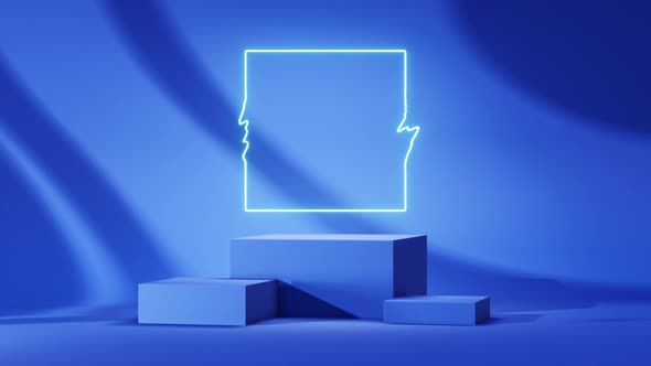 Blue square podium stage scene for product design and presentation 3d animation loop background alt