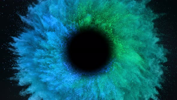 Super Slow Motion Shot of Color Powder Vortex Isolated on Black Background at 1000Fps. alt