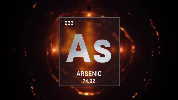 Arsenic as Element 33 of the Periodic Table on Orange Background
