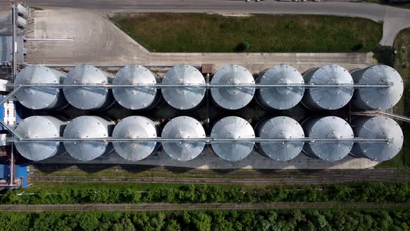 Modern Grain Silo Elevator View From a Height and From Different Angles