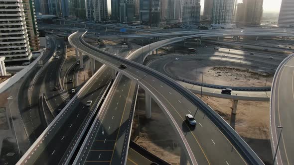 Busy Highway Intersection with Many Cars Passing Through Dubai Marina alt