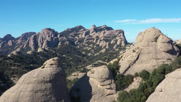 Aerial view of Mountain range in Montserrat , Spain