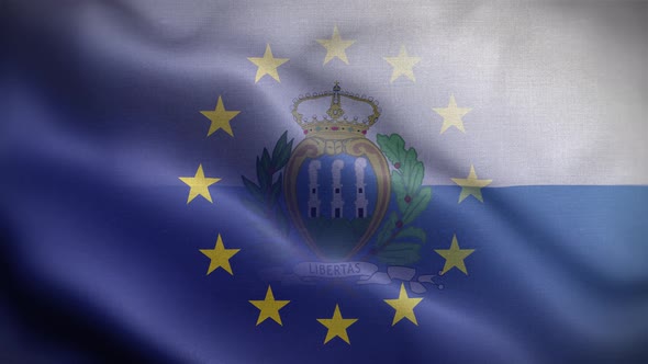 EU San Marino Flag Loop Background 4K