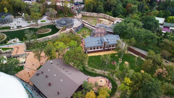 Autumn Kharkiv city zoo lake greenery aerial view