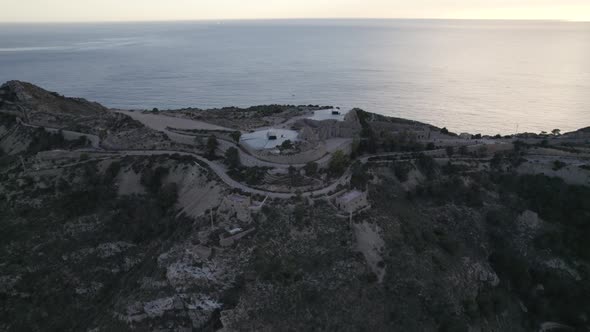 Castillitos battery at Cartagena in Spain. Aerial circling