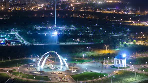 Park Named After the First President of the Republic of Kazakhstan in the City of Aktobe Night alt