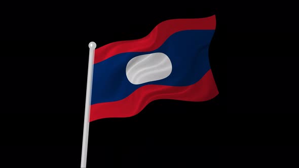 Laos Flag Flying Animated Black Background alt