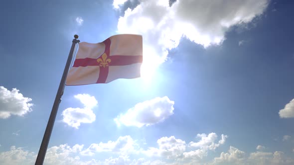 Lincoln City Flag (UK) on a Flagpole V4 - 4K alt