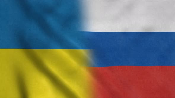 Ukraine and Russia Waving Flag alt