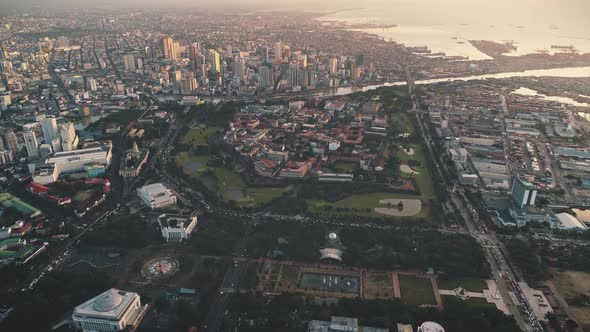 Modern Buildings at Cityscape of Manila City Aerial