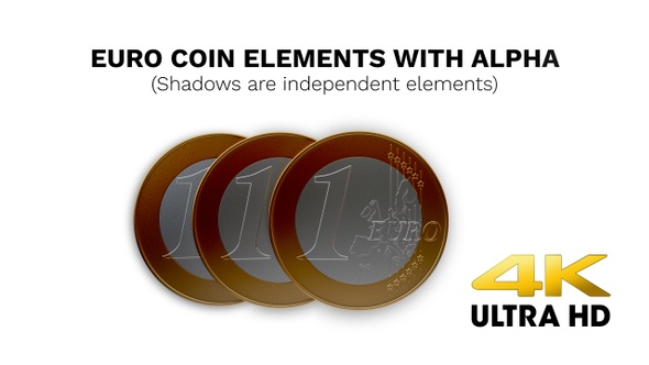 Euro Coins elements 4K UHD with alpha channel