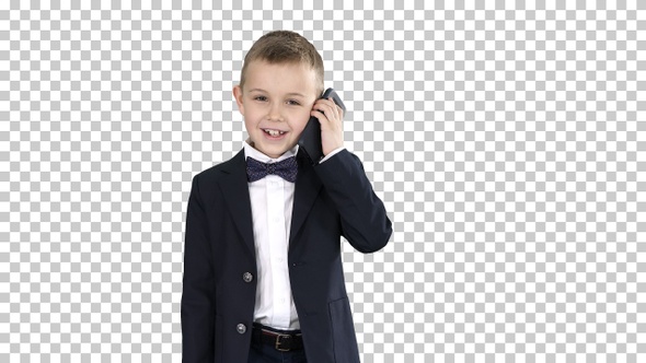 Little Boy in A Costume Making a Phone, Alpha Channel alt