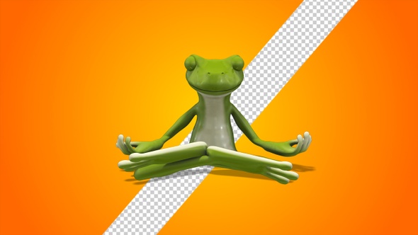 Frog Cartoon Character Doing Yoga