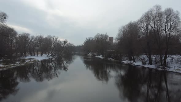 Winter River Landscape Snow Aero
