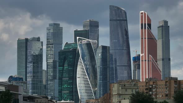 Moscow, Russia, Center of City, View on Complex of Skyscrapers.