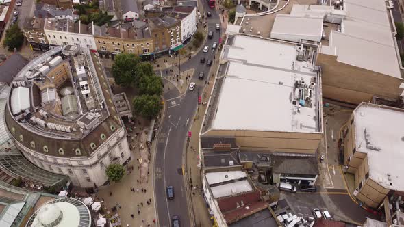 Filming From a Drone of an Interesting Layout of the City of Wimbledon