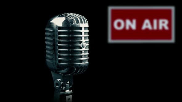 Vintage Microphone Rotating In Studio alt