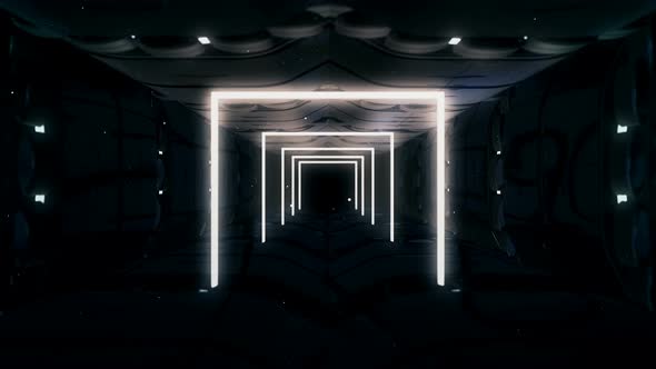 Dark Color Square Tunnel Background 