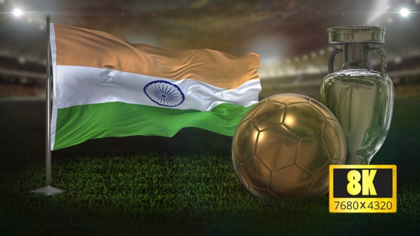 8K India Flag with Football And Cup Background Loop alt