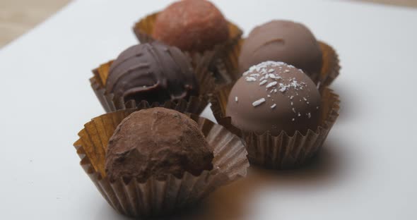 Dark chocolates rotating studio macro