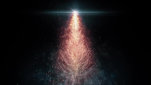 Animated Orange Christmas Pine Tree Star isolated seamless loop HD resolution