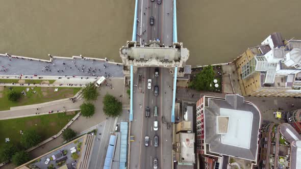 Aerial View of Tower Bridge Rd on a Cloudy Day