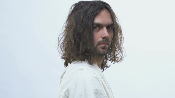 Messiah Reaching Out Hands With Bread, Blessing People, Tradition of Communion alt