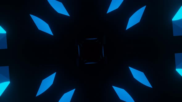Geometric moving tunnel sci art 3d render illustration