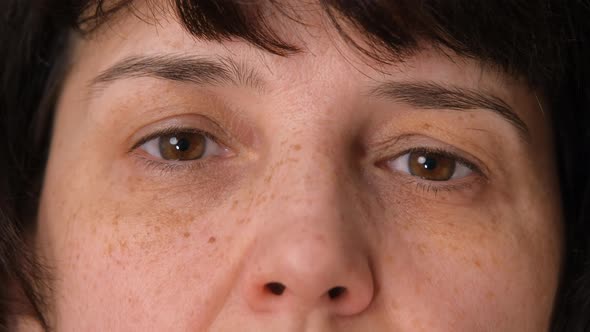Close Up of Mature Middle Aged Confident Woman Eyes