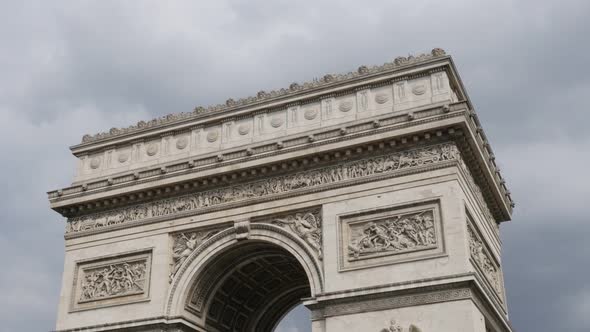 Tilting on Arc de Triomphe  famous landmark of Paris France 4K 2160p 30fps UltraHD footage - Beautif alt