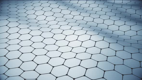 White Geometric Hexagon Moving Abstract Futuristic Background