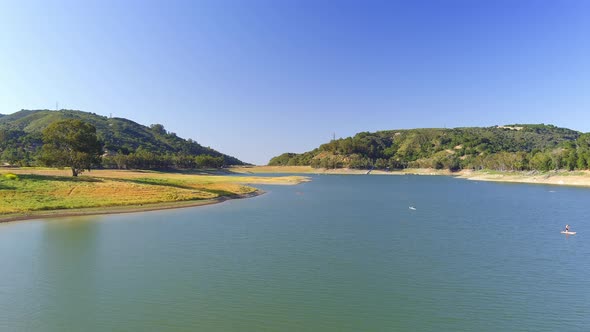 Lexington Reservoir aerial capture in California. alt