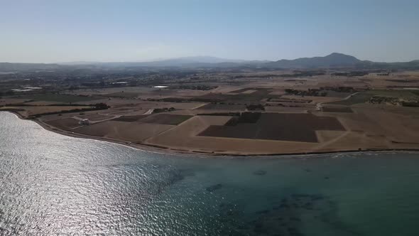Cyprus beach at daytime. Mediterranean Sea. Beautiful views of the coast. Larnaca District.