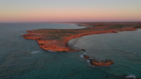 Cape Keraudren Coastline Sunset, Western Australia 4K Aerial Drone