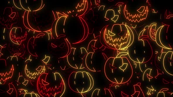 Halloween Neon Pumpkins Pattern