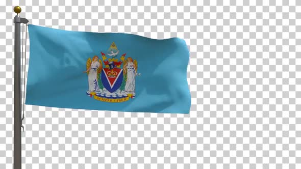 Victoria City Flag (British Columbia, Canada) on Flagpole with Alpha Channel - 4K alt