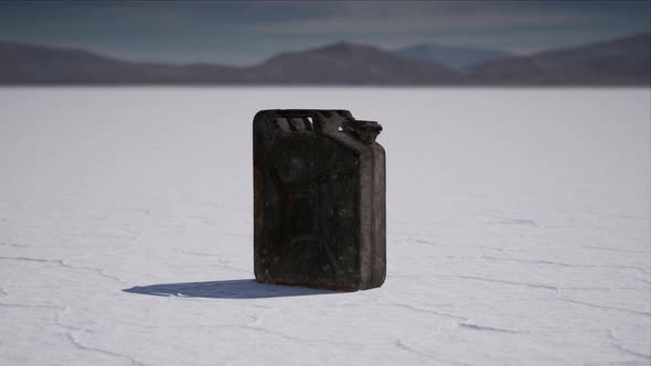 Old Metal Fuel Canister at Salt Flats in Utah alt