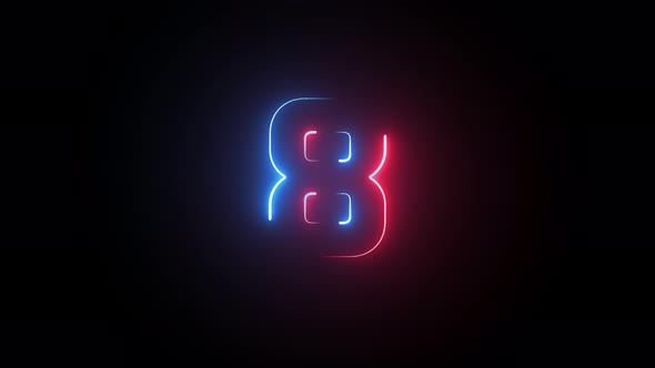 Neon Bright Glowing Countdown Timer From 10 to 0 Seconds