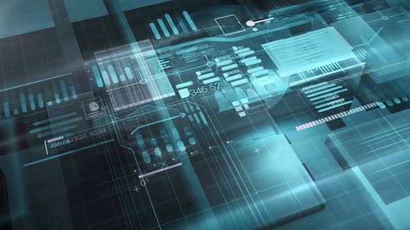 Abstract 3D Space With Infographics 4K alt