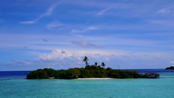 Drone scenery of resort beach by lagoon and sand background alt