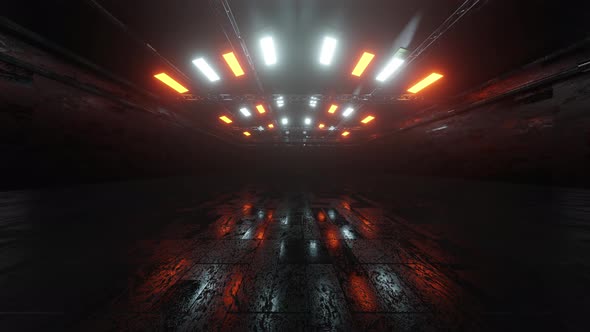3D rendered animation of large dark industrial facility alt