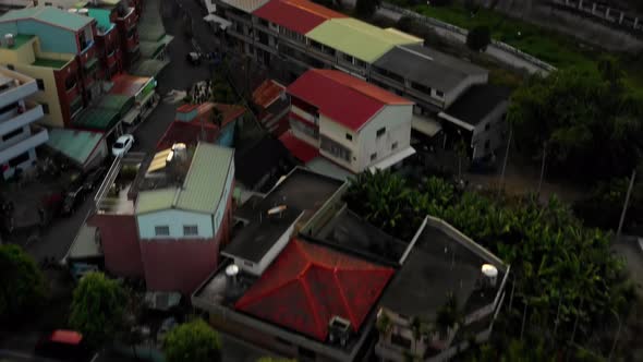 Aerial shot of a small town in central Taiwan alt