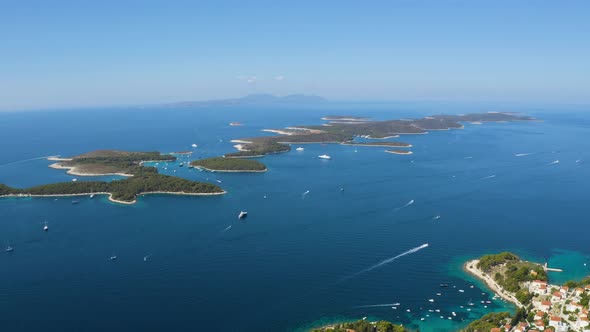 Aerial footage of the Islands in Croatia, Tropical paradise in mediterranean