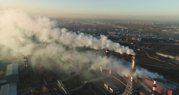 Air Pollution. Smoke Coming From the Smokestacks of the Plant.