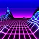 Looped Retro Video Game Horizon Landscape with Neon Lights and Low Poly Terrain - VideoHive Item for Sale