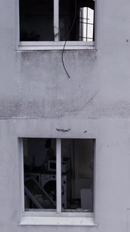 Vertical Video of a Wartorn House in Ukraine alt