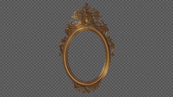 Gold Ornate Antique Oval Picture Frame On Transparent Background 4 K Loop.Mov alt