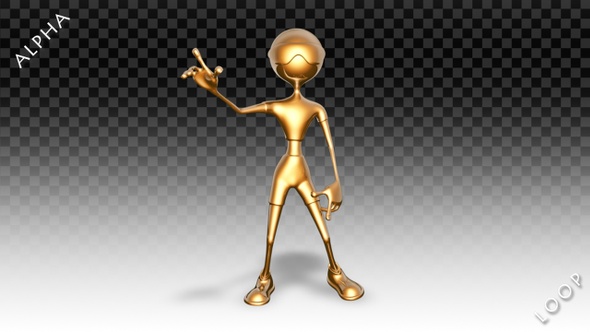 3D Gold Man - Cartoon Disco Dance alt