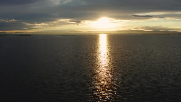 Aerial View of Lake Albufera During Sunset. Valencia
