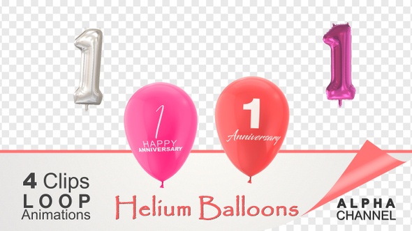 1 Anniversary Celebration Helium Balloons Pack